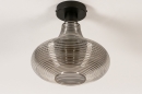 Foto 31120-3 onderaanzicht: Retro plafondlamp met rookglas met fijne ribbels