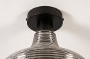Foto 31120-7 detailfoto: Retro plafondlamp met rookglas met fijne ribbels
