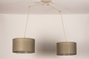 Foto 31146-6 detailfoto: Verstelbare XL hanglamp met twee knikarmen en taupekleurige kappen