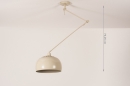 Foto 31176-9: Zandkleurige XL hanglamp met knikarm en beige retro lampenkap