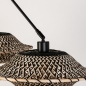 Foto 31295-10 detailfoto: Zwarte hanglamp met twee knikarmen en rotan kappen