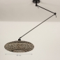 Foto 31297-1 maatindicatie: Verstelbare hanglamp met knikarm in het zwart met ronde rotan kap