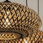 Foto 31299-11 detailfoto: Rotan hanglamp met drie ronde kappen voor boven de eettafel