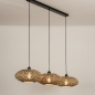 Foto 31299-2 schuinaanzicht: Rotan hanglamp met drie ronde kappen voor boven de eettafel