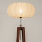 Foto 31377-5: Japandi Stehlampe: Stehlampe aus Holz in Walnussbraun mit Lampenschirm aus Stoff