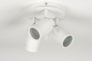 Foto 72530-6 onderaanzicht: Witte badkamer plafondlamp met drie verstelbare GU10 spots 