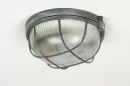 Foto 72862-4: Betongrijze retro plafondlamp van aluminium in ronde vorm.