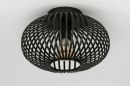 Foto 73295-3 onderaanzicht: Ronde Plafondlamp Zwart met spijlen van gietijzer voor sfeervolle Plafondverlichting