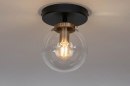 Foto 73412-1 anders: Plafondlamp met bol van glas met messing fitting 