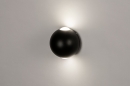 Foto 73489-2: Zwarte up-down wandlamp in bolvorm voor binnen, buiten en de badkamer IP54