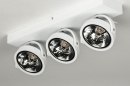 Foto 73577-5 schuinaanzicht: Industriële 3-lichts plafondspots in het wit met grote spots
