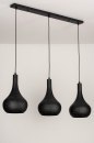 Foto 73605-8 anders: Zwarte hanglamp met drie kappen van metaal in soft industrial stijl