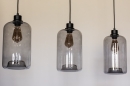 Foto 73629-12: Hanglamp met drie langwerpige rookglazen 