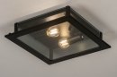 Foto 73762-1: Vierkante plafondlamp in het zwart met rookglas