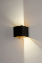 Foto 73908-4: Strakke en veelzijdige led wandlamp, gemaakt van giet aluminium in een mat zwarte kleur met gouden binnenzijde.