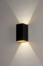 Foto 73909-1: Up-down wandlamp in zwart met goud voor binnen, buiten en badkamer IP54