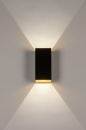 Foto 73909-2: Up-down wandlamp in zwart met goud voor binnen, buiten en badkamer IP54