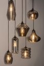 Foto 73958-3 vooraanzicht: Glazen hanglamp / videlamp voorzien van zeven lampen gemaakt van rookglas, geschikt voor led.
