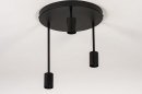Foto 74009-1: Moderne zwarte plafondlamp in minimalistisch design met drie fittingen voor mooie grote led lampen