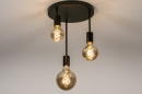 Foto 74009-4: Moderne zwarte plafondlamp in minimalistisch design met drie fittingen voor mooie grote led lampen