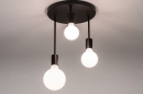Foto 74009-5: Moderne zwarte plafondlamp in minimalistisch design met drie fittingen voor mooie grote led lampen