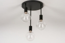 Foto 74009-7: Moderne zwarte plafondlamp in minimalistisch design met drie fittingen voor mooie grote led lampen