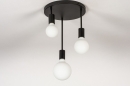 Foto 74009-8: Moderne zwarte plafondlamp in minimalistisch design met drie fittingen voor mooie grote led lampen