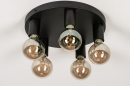 Foto 74011-4: Moderne grote zwarte plafondlamp met vijf fittinglampen geschikt voor led.
