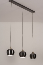 Foto 74205-3: Moderne hanglamp voorzien van drie metalen kappen, geschikt voor vervangbaar led.