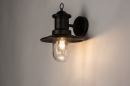 Foto 74242-2: Schwarze Außenlampe, Wandlampe als Laterne im klassischen Stil, geeignet für LED.