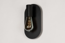 Foto 74255-9 anders: Zwarte fitting wandlamp met grote wandplaat