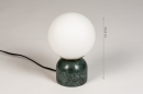 Foto 74262-1: Scandinavische tafellamp van groen marmer met witte bol van glas 