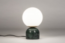 Foto 74262-3: Scandinavische tafellamp van groen marmer met witte bol van glas 