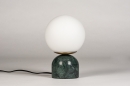 Foto 74262-4: Scandinavische tafellamp van groen marmer met witte bol van glas 