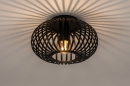 Foto 74281-3 onderaanzicht: Zwarte Ronde Open Plafondlamp van Gietijzer met spijlen voor sfeervolle plafondverlichting 
