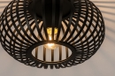 Foto 74281-4 detailfoto: Zwarte Ronde Open Plafondlamp van Gietijzer met spijlen voor sfeervolle plafondverlichting 