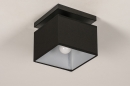 Foto 74299-4: Moderne, vierkante, zwarte plafondlamp, geschikt voor led verlichting.