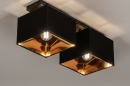 Foto 74304-2 anders: Moderne, zwarte plafondlamp met goudkleurige binnenzijde, geschikt voor led verlichting.