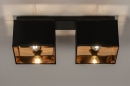 Foto 74304-3 anders: Moderne, zwarte plafondlamp met goudkleurige binnenzijde, geschikt voor led verlichting.