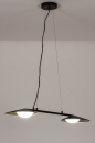 Foto 74387-2: Moderne, zwarte hanglamp voorzien van messingkleurige details, voorzien van ingebouwd, dimbaar led. 
