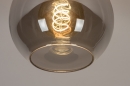 Foto 74395-7 detailfoto: Zwarte plafondlamp met rookglas en messing