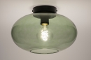 Foto 74441-11 onderaanzicht: Moderne, sfeervolle plafondlamp voorzien van groen glas, geschikt voor vervangbaar led verlichting.