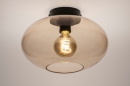 Foto 74442-10 onderaanzicht: Moderne, sfeervolle plafondlamp voorzien van amberkleurig glas, geschikt voor vervangbaar led verlichting.
