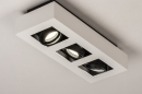 Foto 74485-3: Zwart-witte, moderne plafondlamp voorzien van drie spots geschikt voor vervangbaar led.