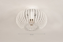 Foto 74492-1 maatindicatie: Kleine Ronde Open Plafondlamp in Wit met spijlen voor sfeervolle plafondverlichting