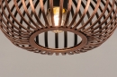 Foto 74495-3 detailfoto: Kleine Ronde Open Plafondlamp in Koper met spijlen voor sfeervolle plafondverlichting