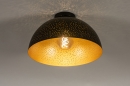 Foto 74683-2: Zwarte koepel plafondlamp met gouden binnenkant