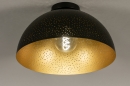 Foto 74683-4: Zwarte koepel plafondlamp met gouden binnenkant