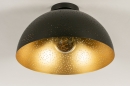 Foto 74683-6: Zwarte koepel plafondlamp met gouden binnenkant
