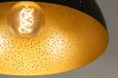 Foto 74683-8: Zwarte koepel plafondlamp met gouden binnenkant